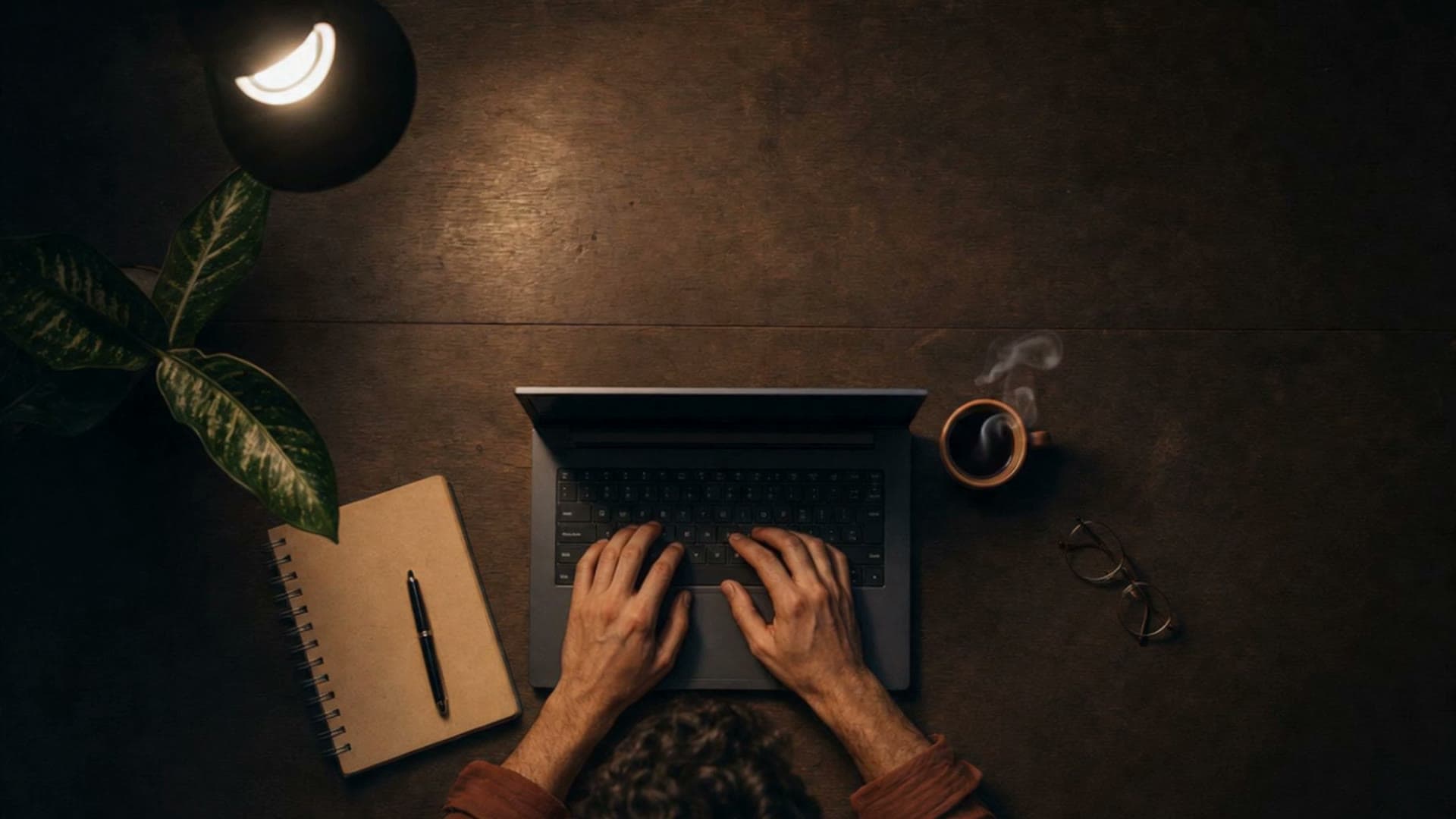 A work desk seen from above